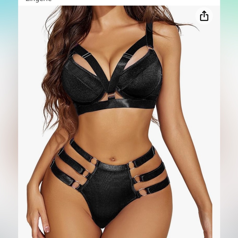 NWT 3pc Avidlove Womens Bondaged Lingerie 3pc Set bra, panty,body garter belt